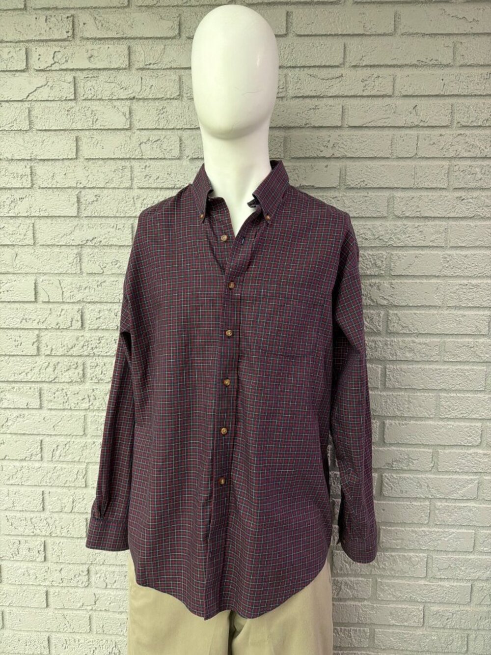 Brooks Brothers Men’s Plaid Long Sleeve Non-Iron Polo Shirt Size L